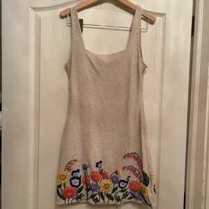 Staud Le Sable Hand Beaded Mini Dress in Seed Size Small